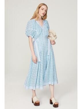 3.1 Phillip Lim Cottagecore Blue Taffeta Midi Dress Women’s 12